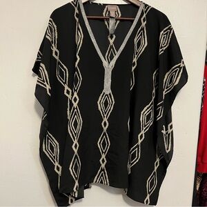 Chico's Black and Cream Diamond Pattern Tunic Size S/M